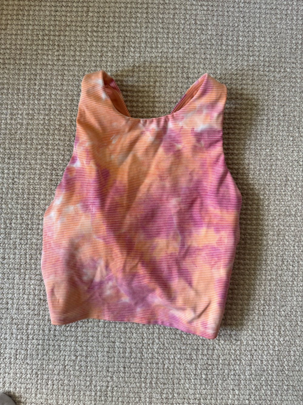 Athleta Pink and Orange Tie-Dye Ribbed Crop Tank